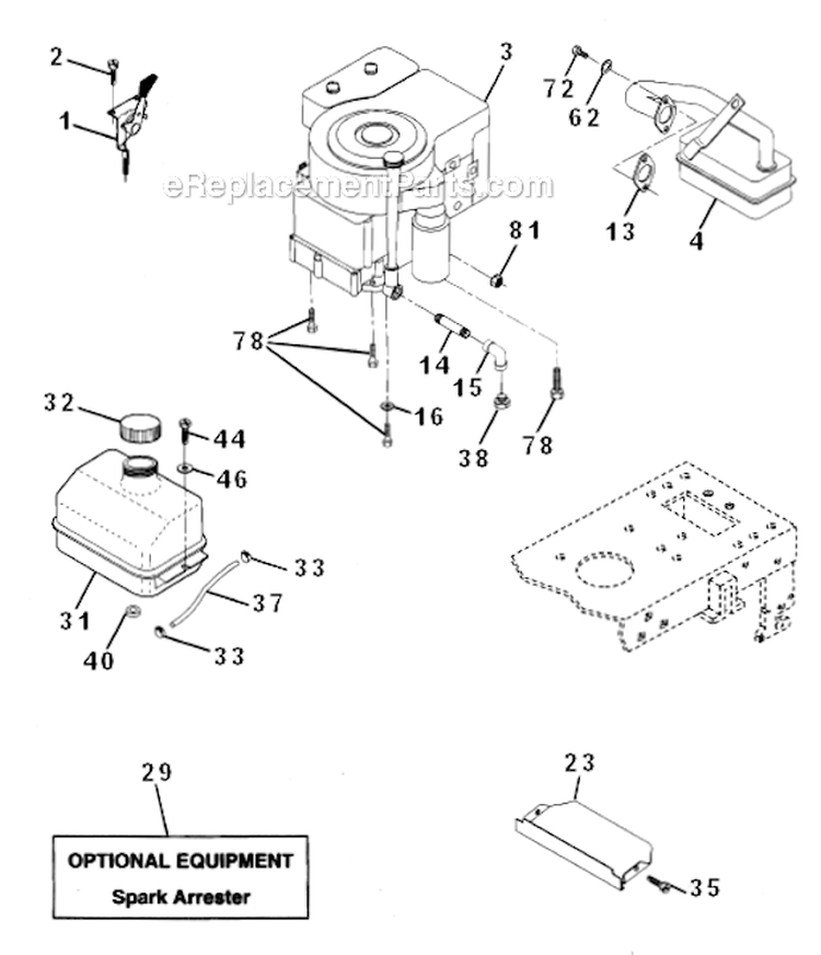 Lift Diagram and Parts List for HD12538J  Weed Eater Lawn Tractor